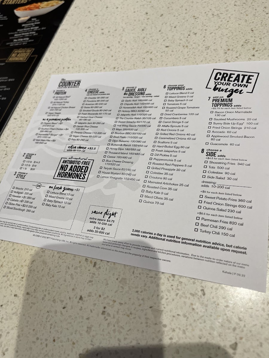 Menu The Counter-9