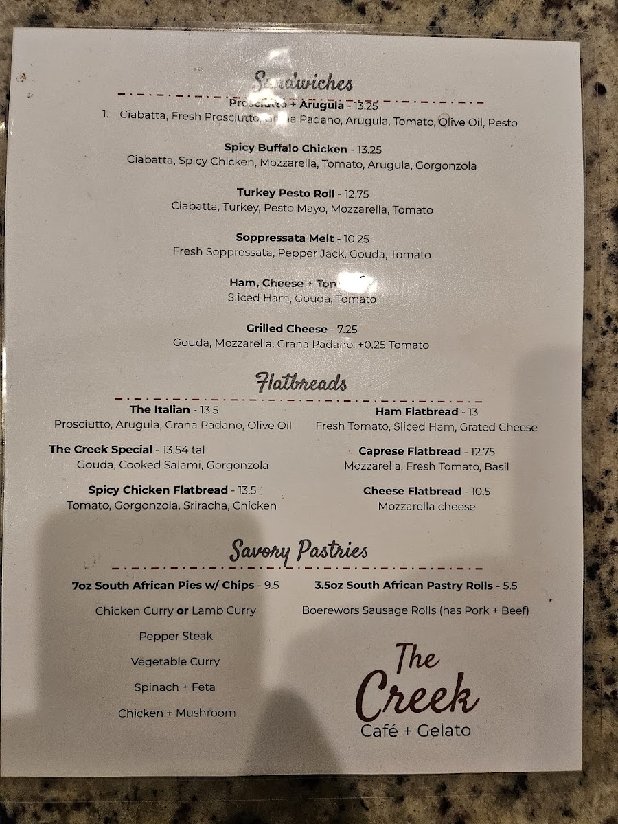 Menu The Creek Café + Gelato-4