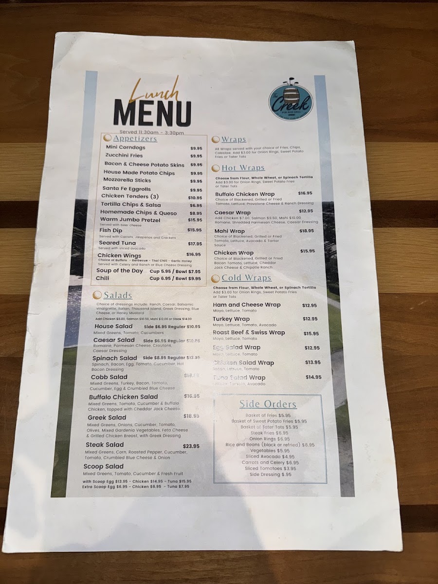 Menu The Creek Pub & Grill-2