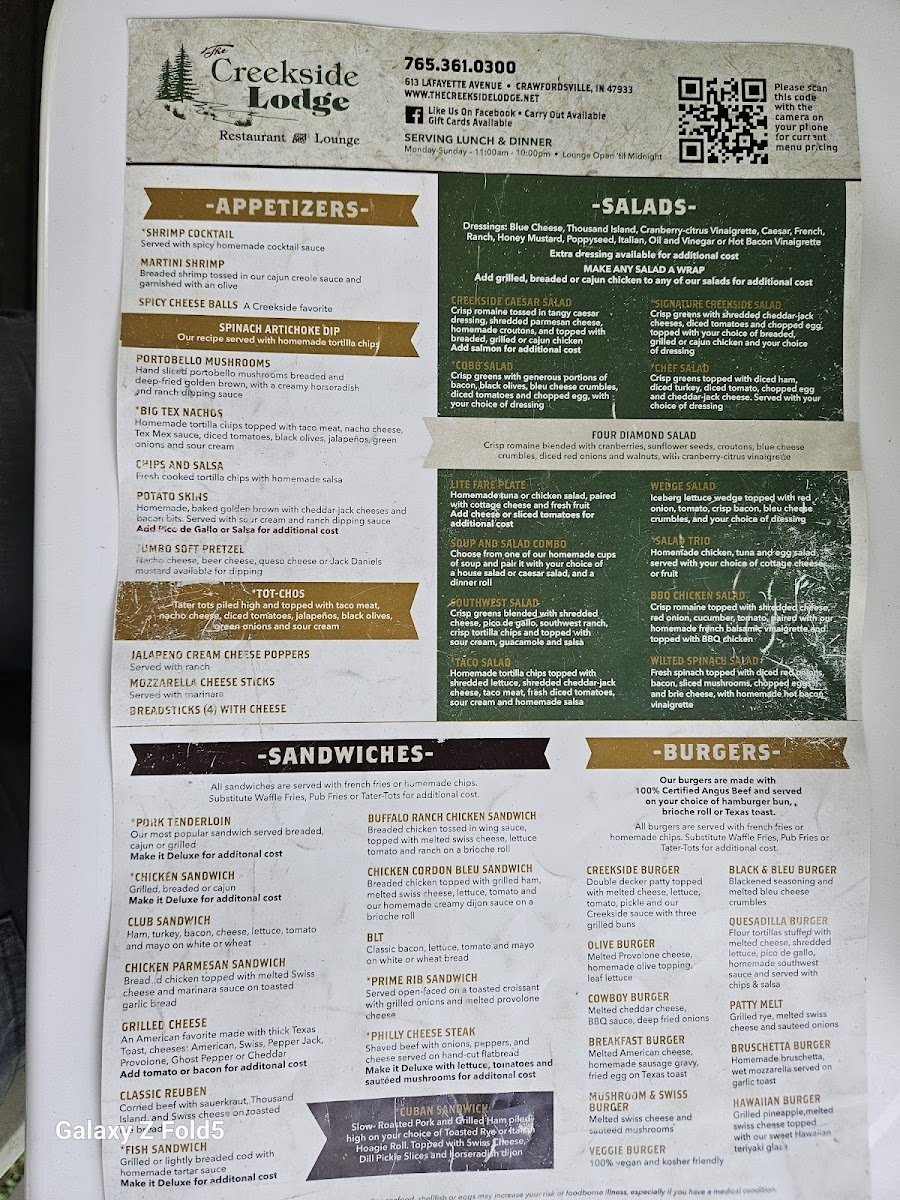 Menu The Creekside Lodge-2