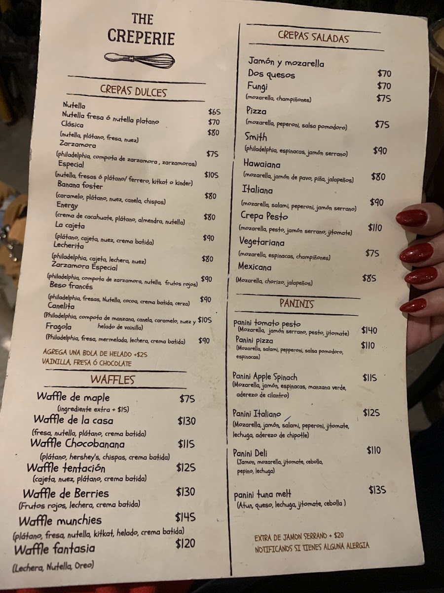 Menu The Creperie Gdl-1