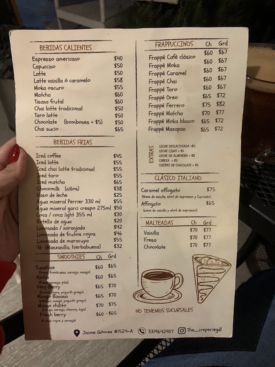 Menu The Creperie Gdl-2
