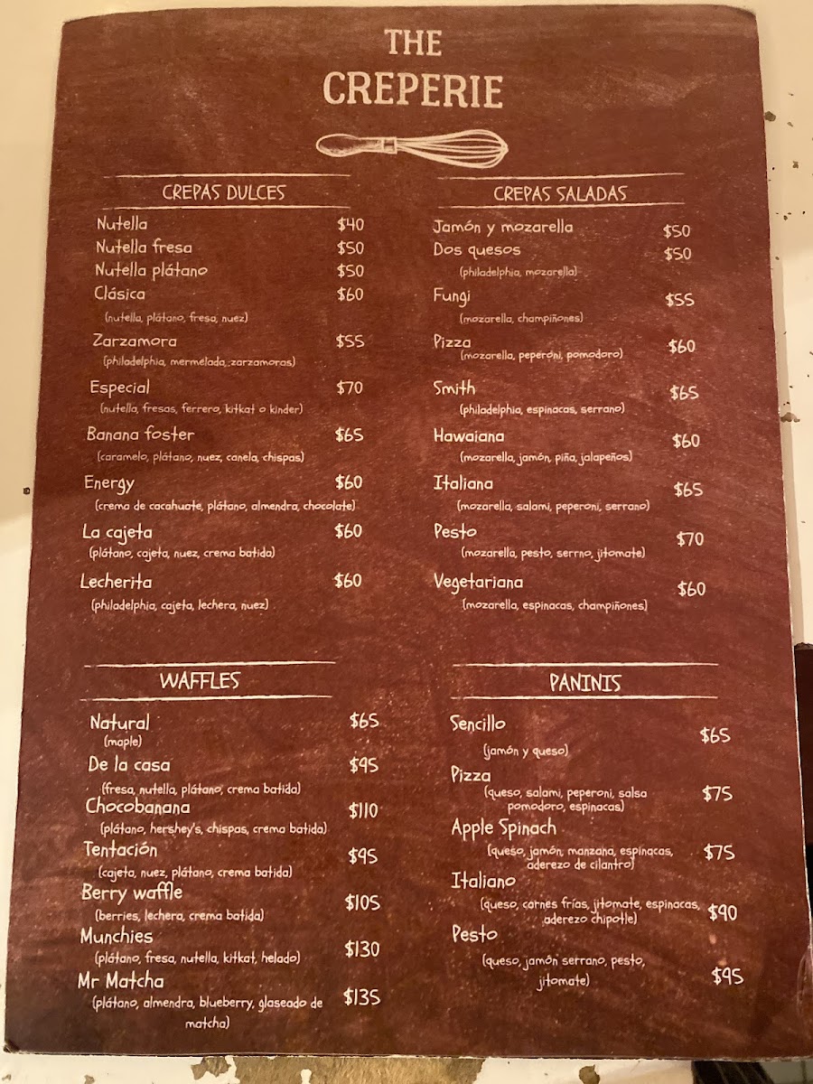 Menu The Creperie Gdl-3