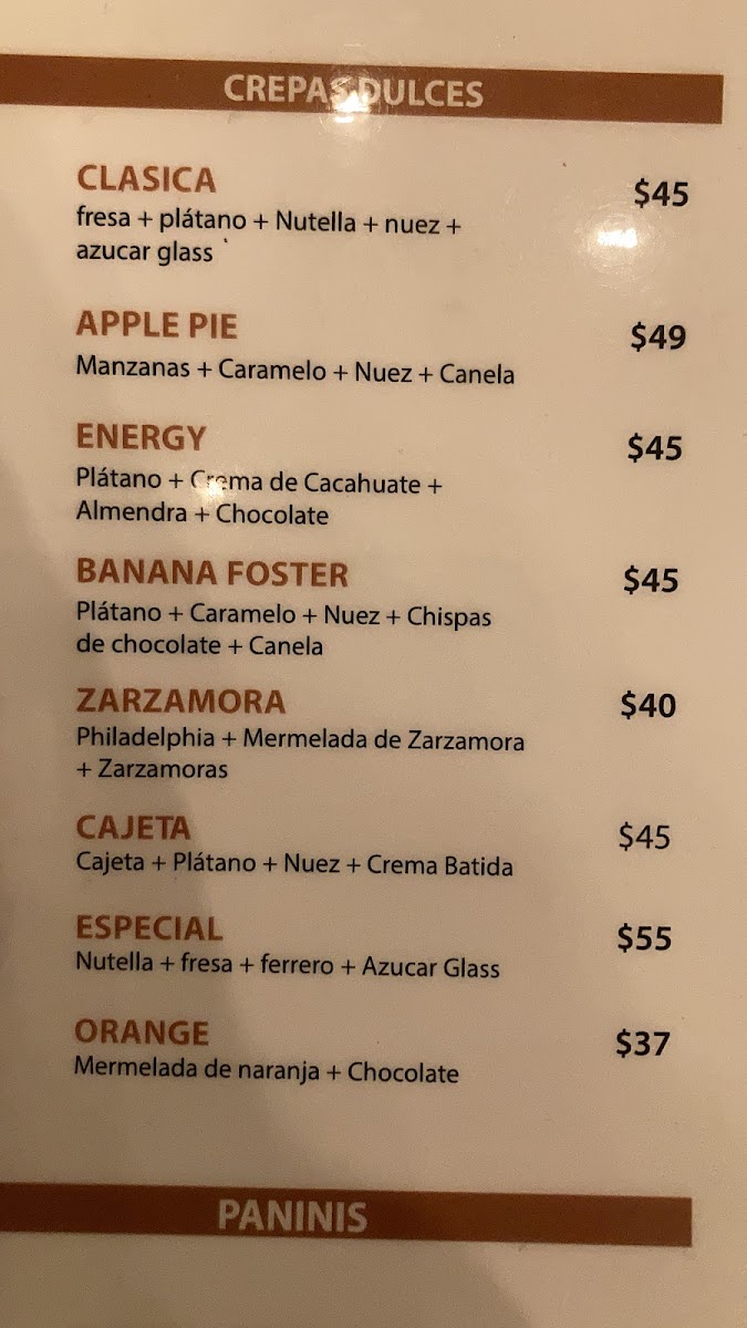 Menu The Creperie Gdl-7