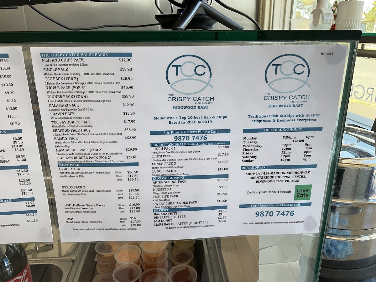 Menu The Crispy Catch Fish & Chips - Ringwood East-3