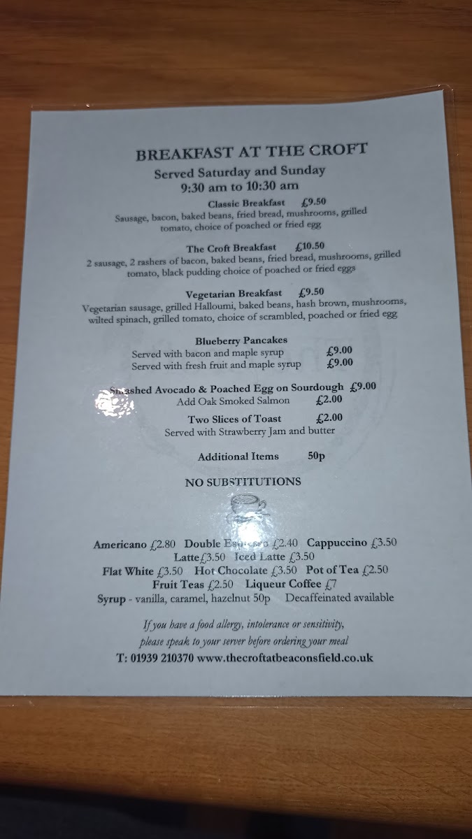 Menu The Croft At Beaconsfield-3