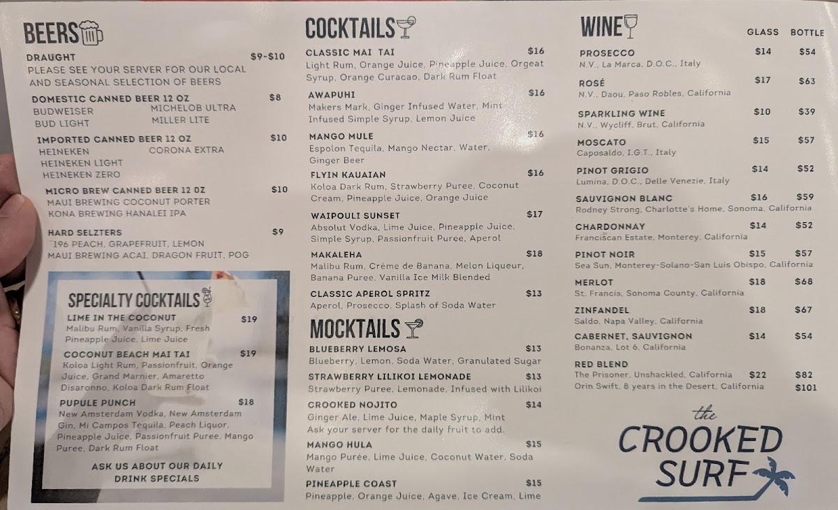 Menu The Crooked Surf-1