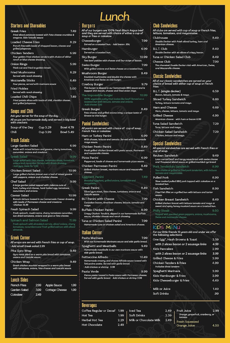 Menu The Crossings Restaurant-1