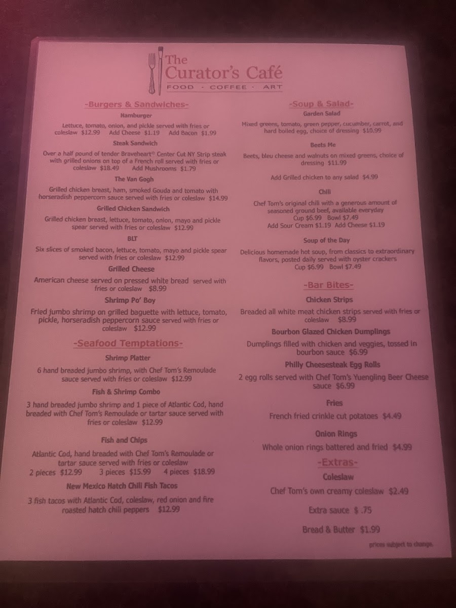 Menu The Curator’S Café-1