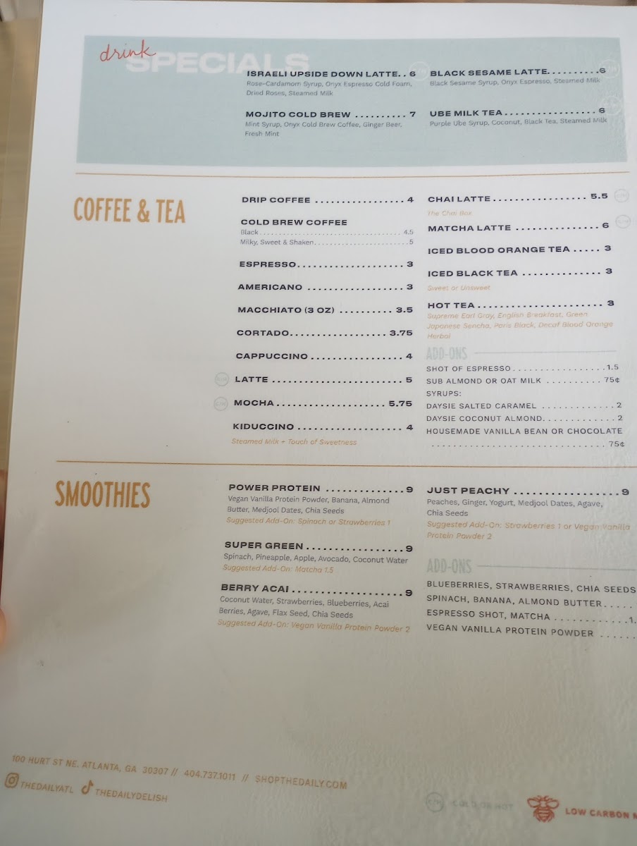 Menu The Daily Cafe - Inman Park-6