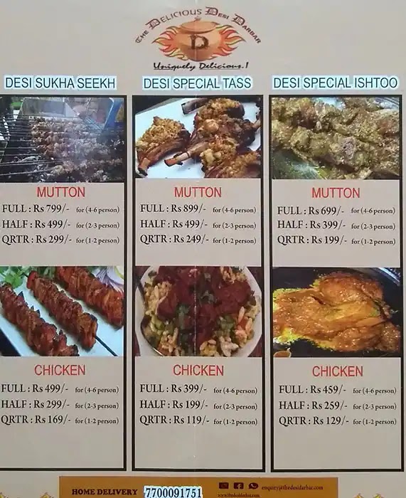 Menu The Delicious Desi Darbar-1
