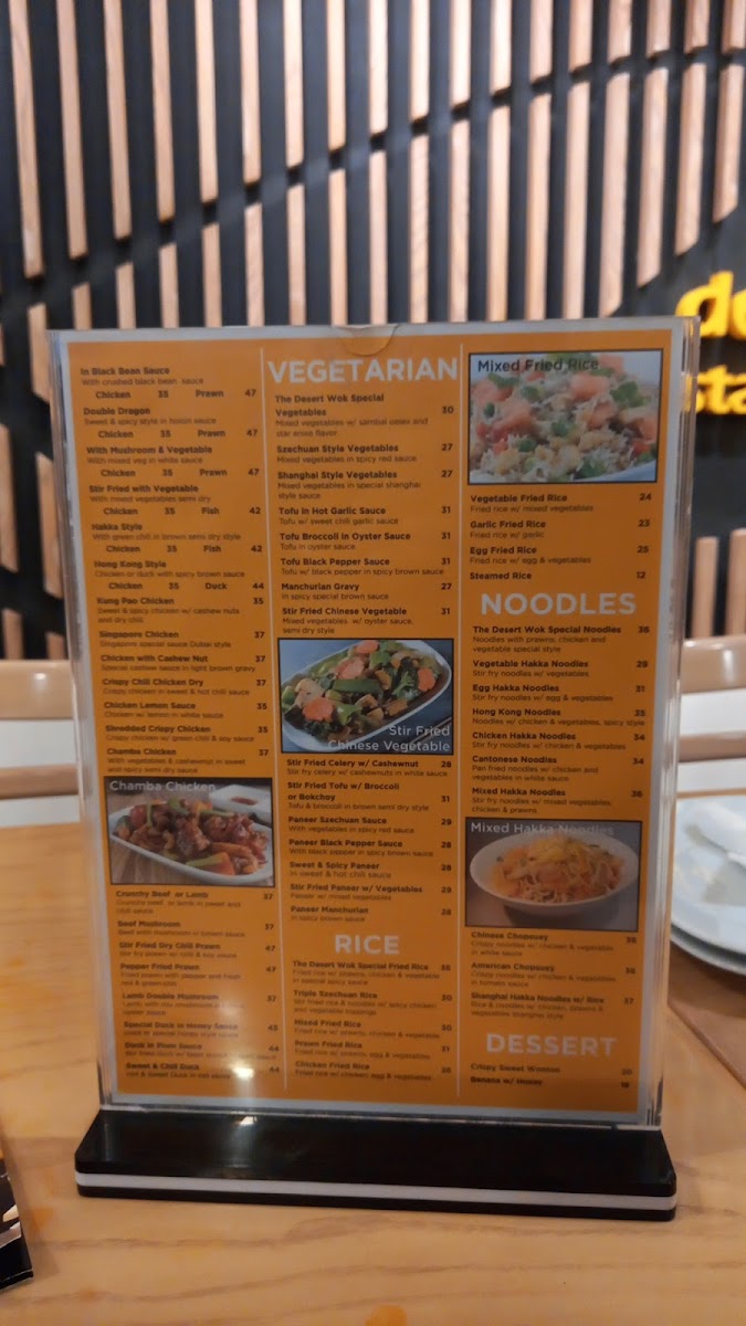 Menu The Desert Wok Restaurant Jvc-5