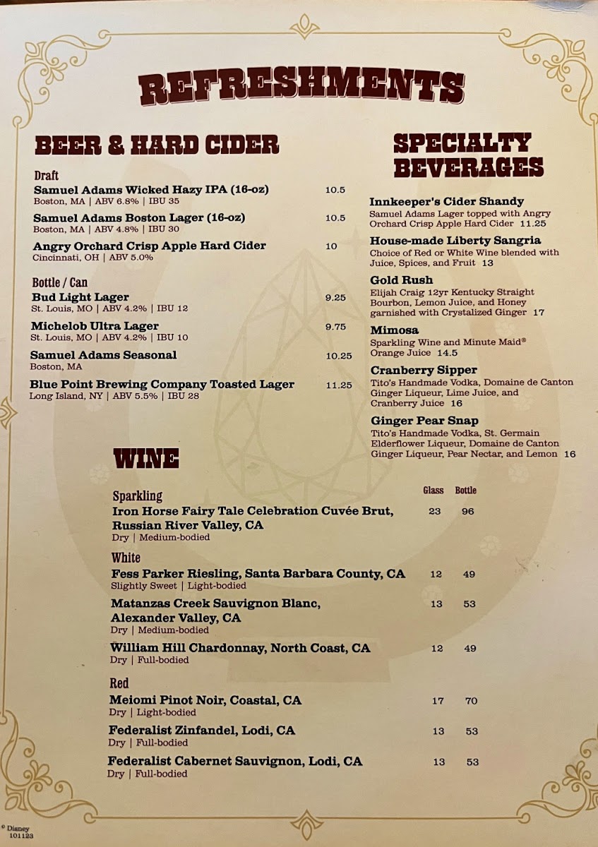 Menu The Diamond Horseshoe-1