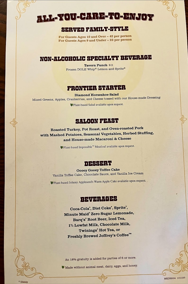 Menu The Diamond Horseshoe-2