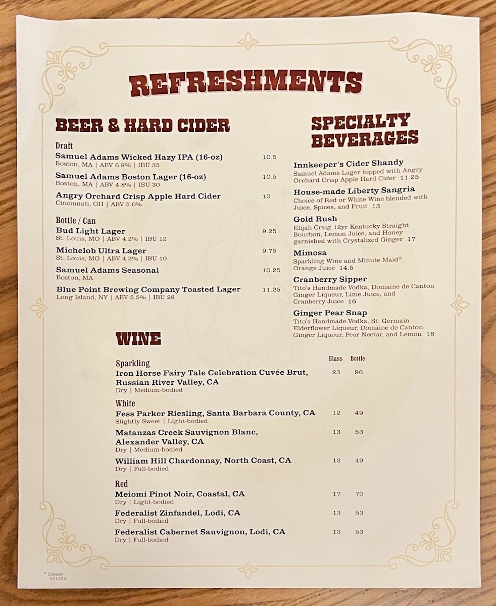 Menu The Diamond Horseshoe-3