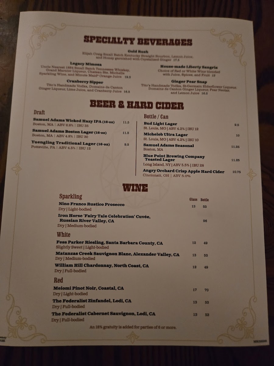 Menu The Diamond Horseshoe-4