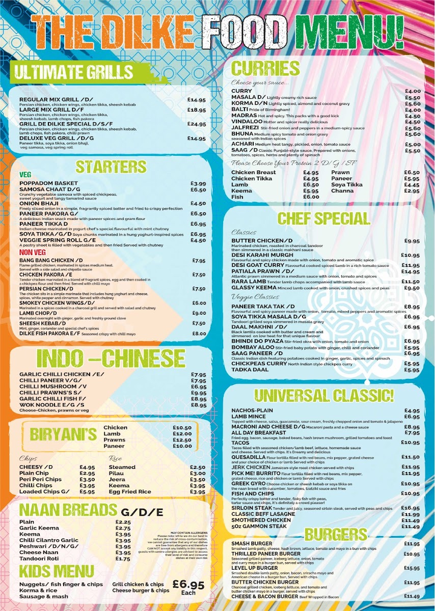 Menu The Dilke Indian Bar & Grill-1