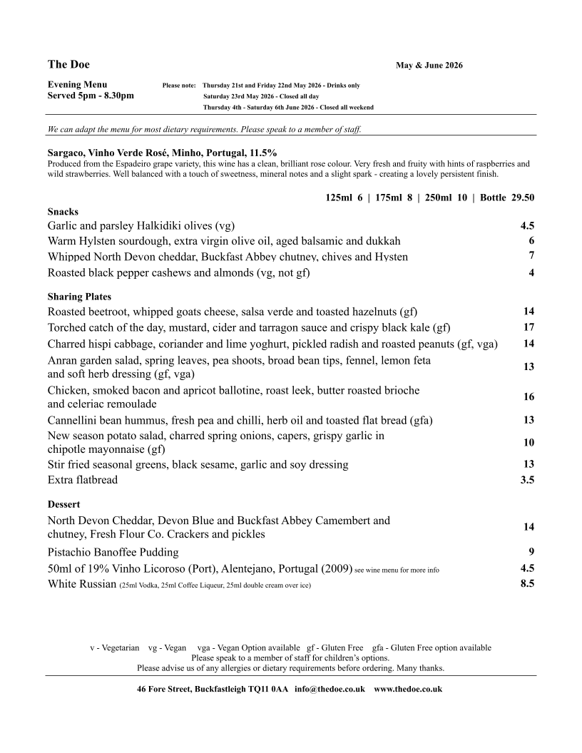 Menu The Doe-1