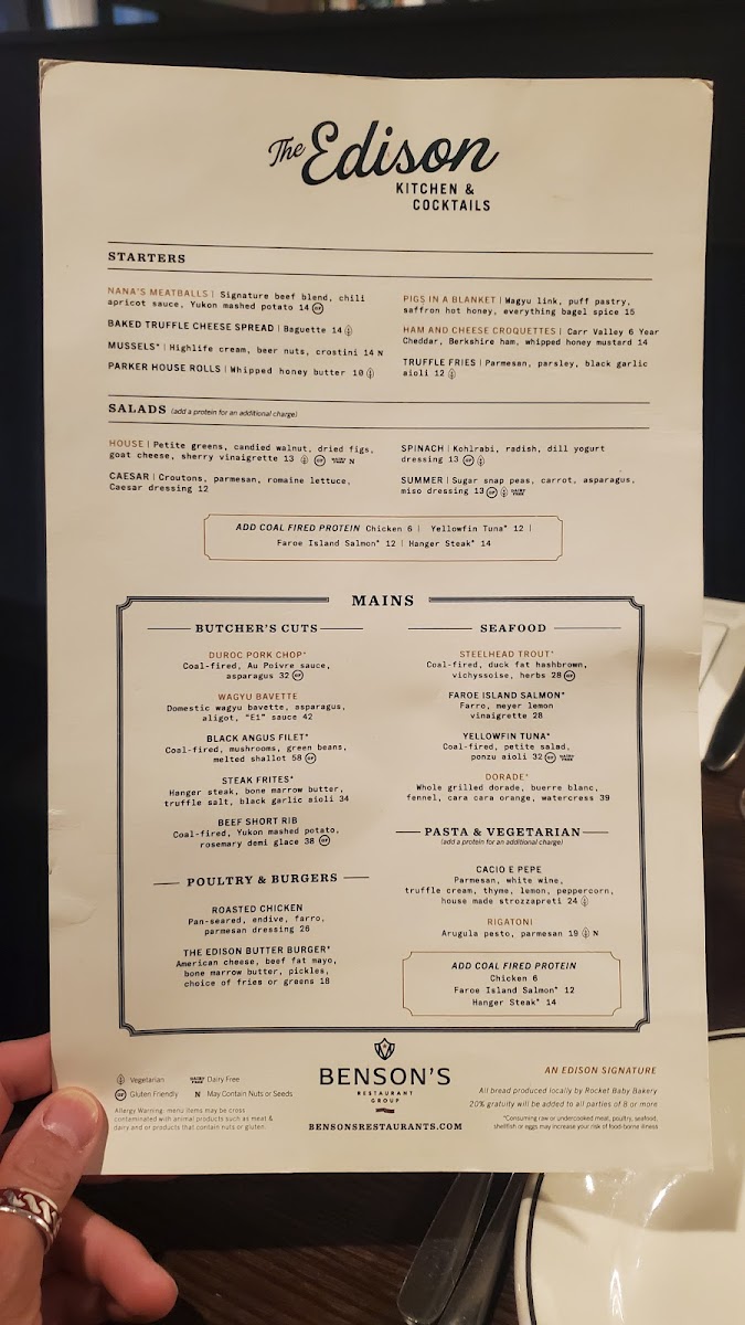 Menu The Edison-1
