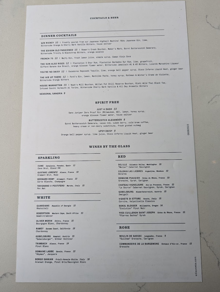 Menu The Edison-9