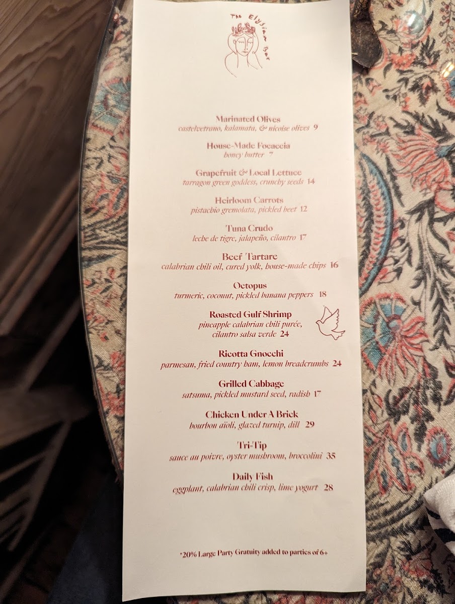 Menu The Elysian Bar-10