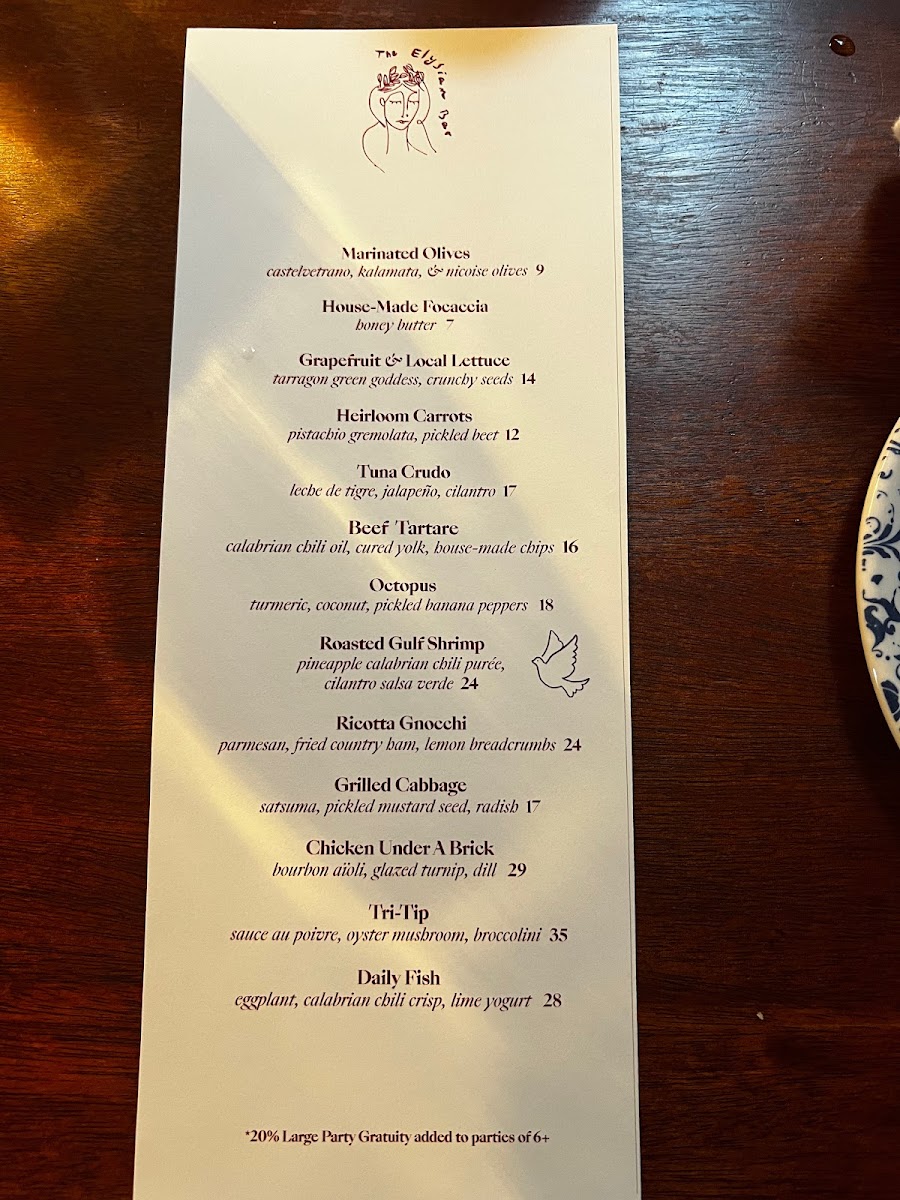 Menu The Elysian Bar-7