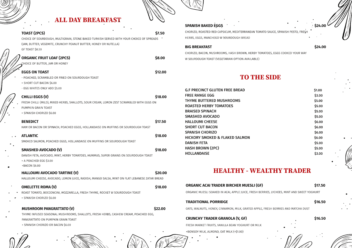 Menu The Fair Trader Café Bar-1