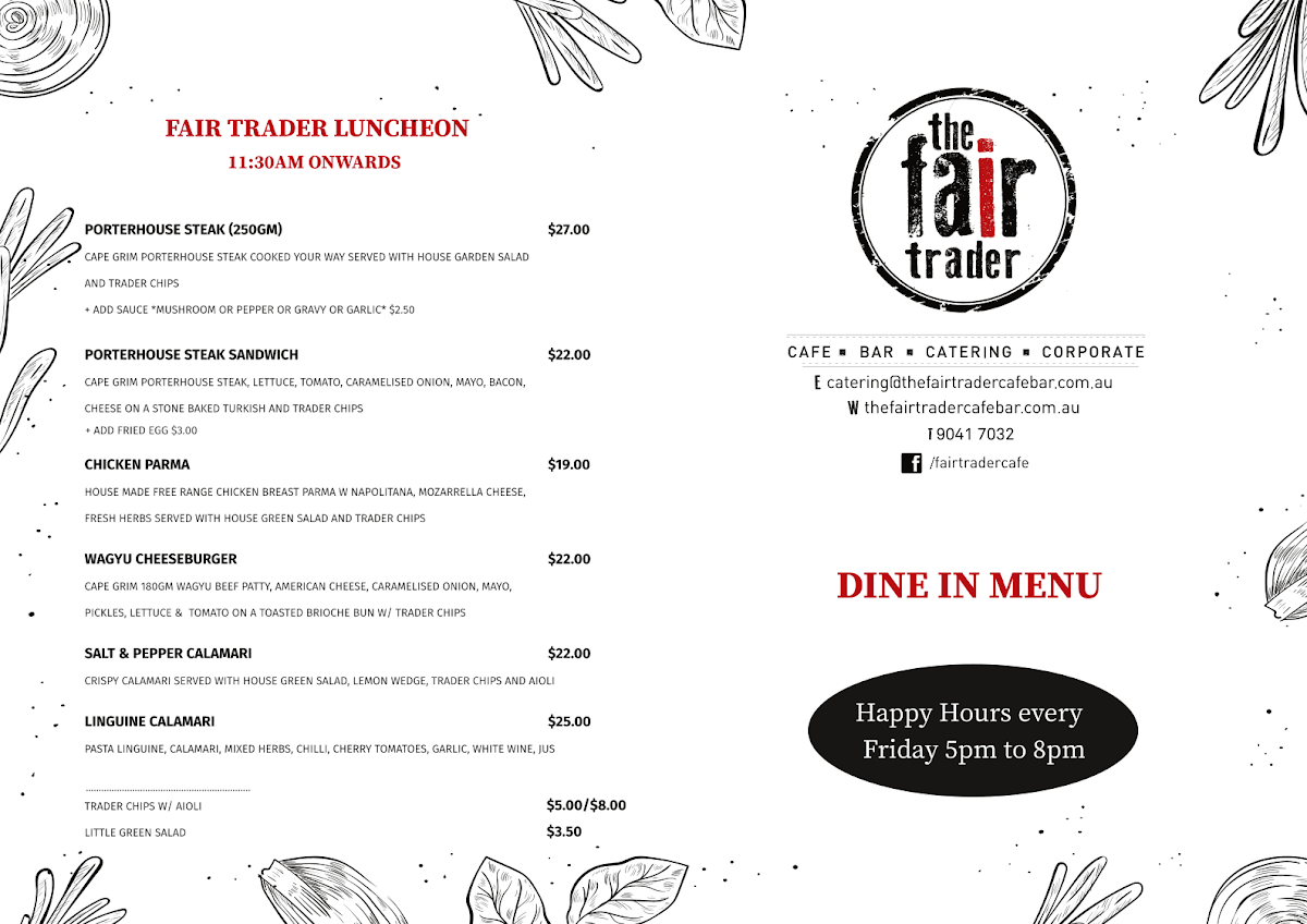 Menu The Fair Trader Café Bar-2