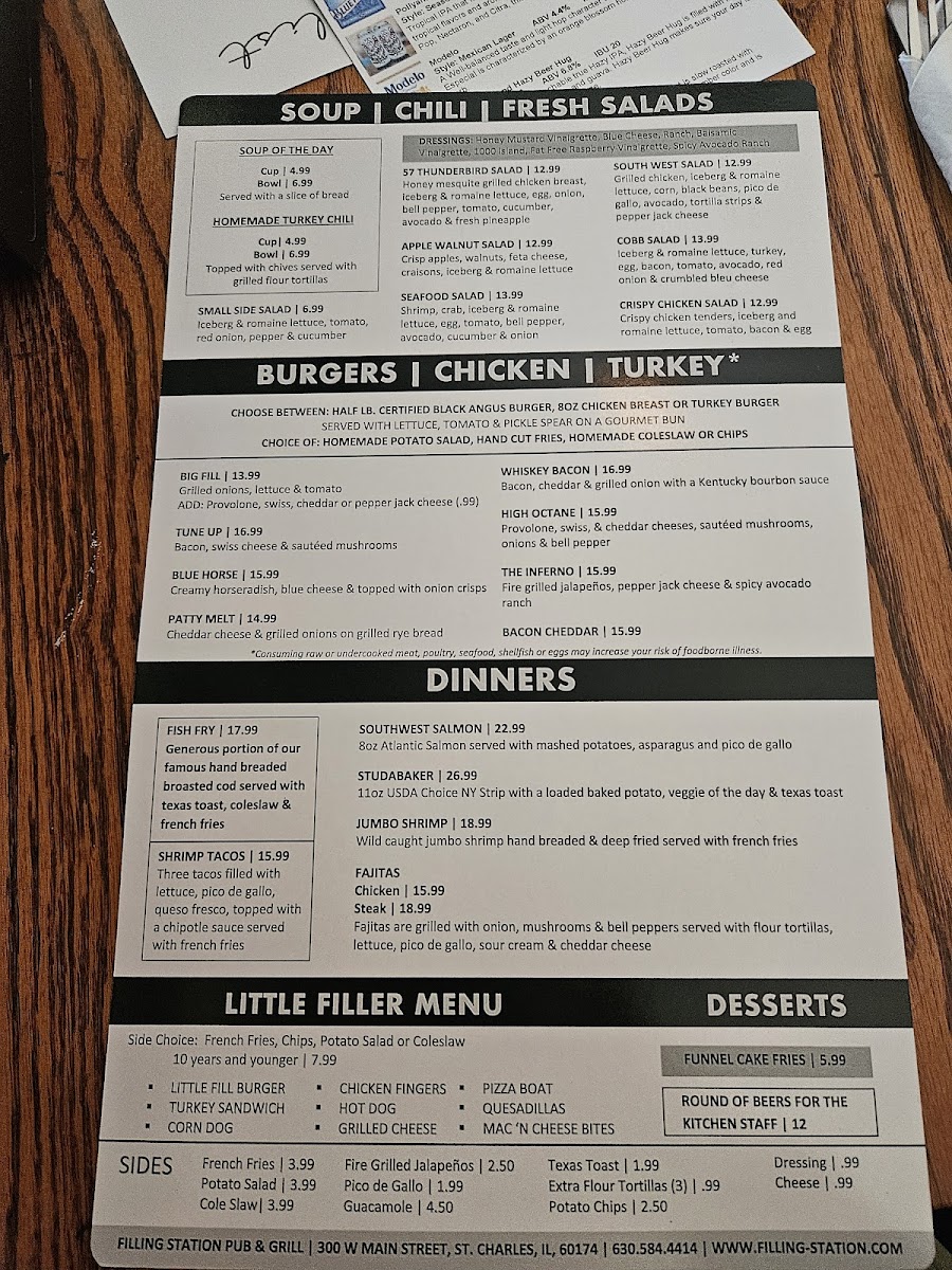 Menu The Filling Station Pub & Grill-1