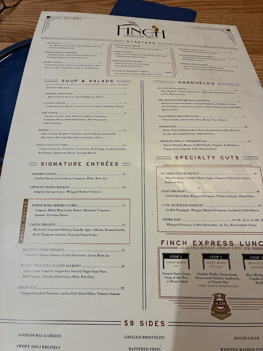 Menu The Finch-6