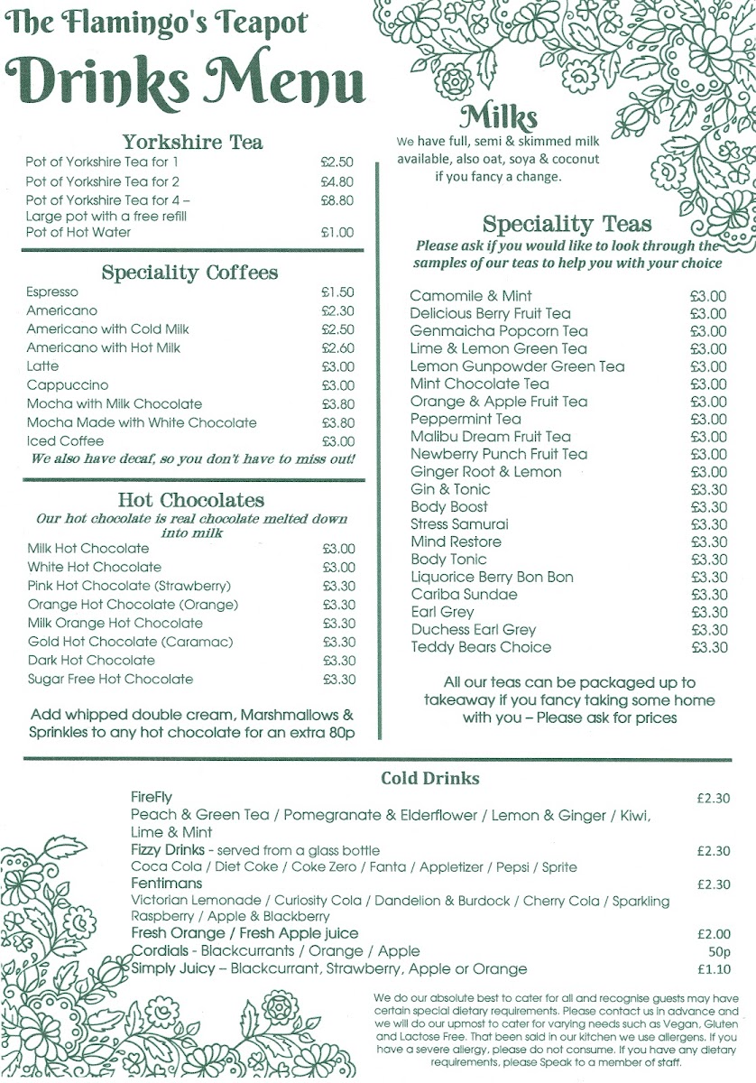 Menu The Flamingo's Teapot-2