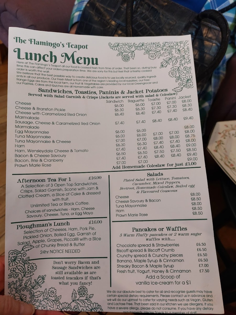 Menu The Flamingo's Teapot-3