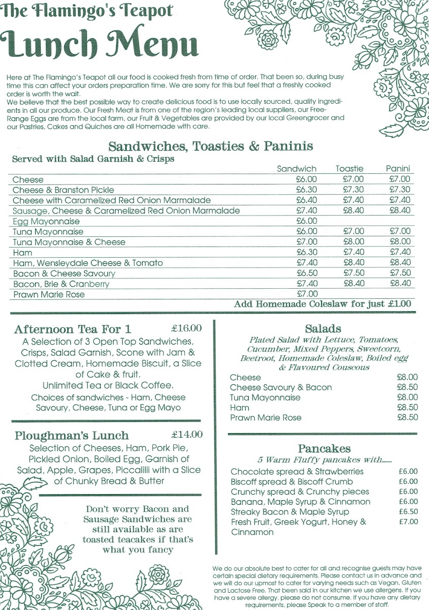 Menu The Flamingo's Teapot-4