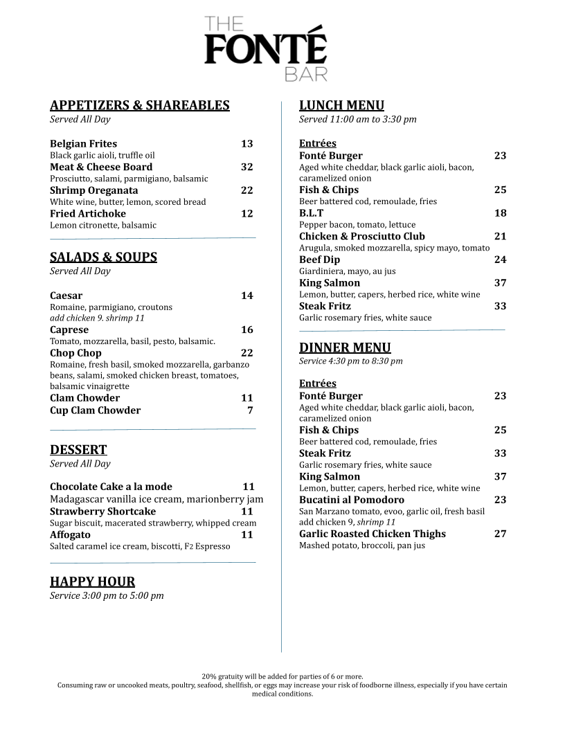Menu The Fonte Bar At Rainier Square-10