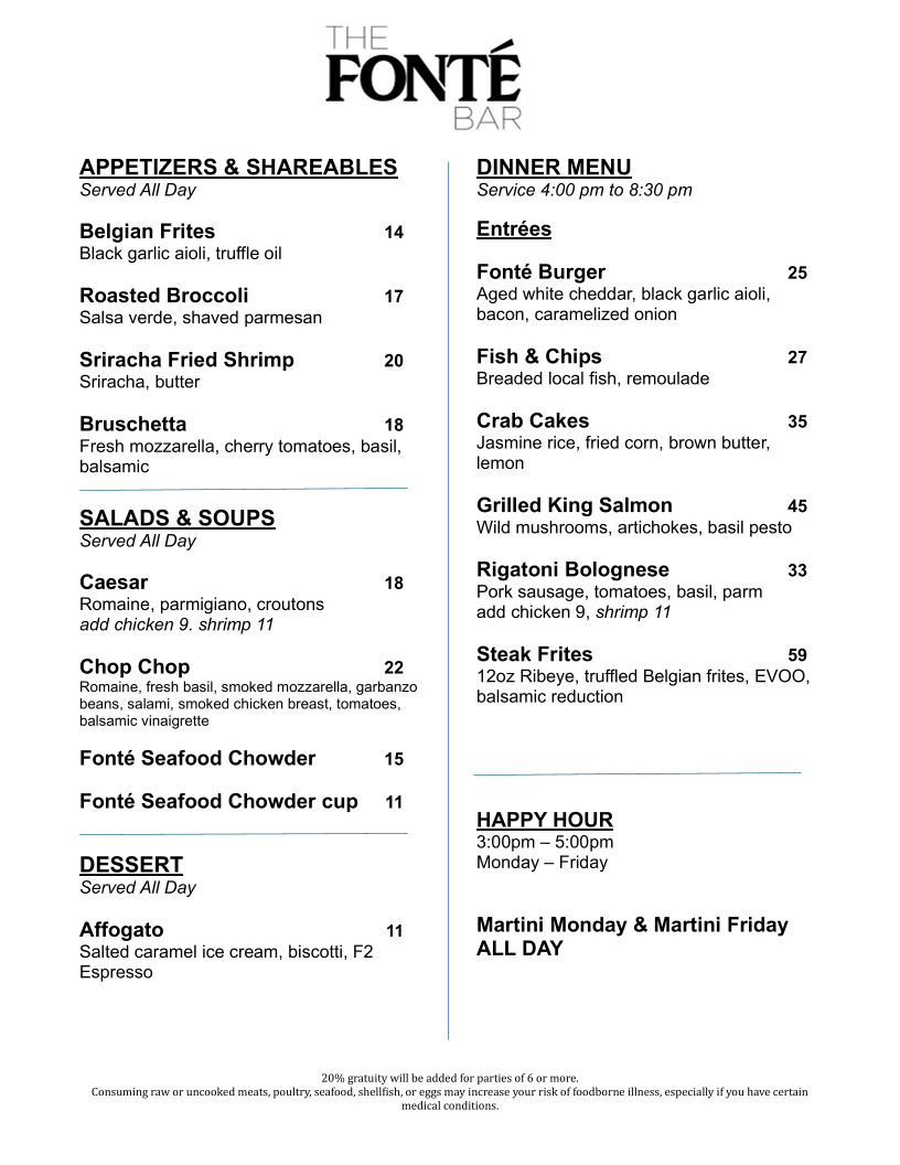 Menu The Fonte Bar At Rainier Square-9