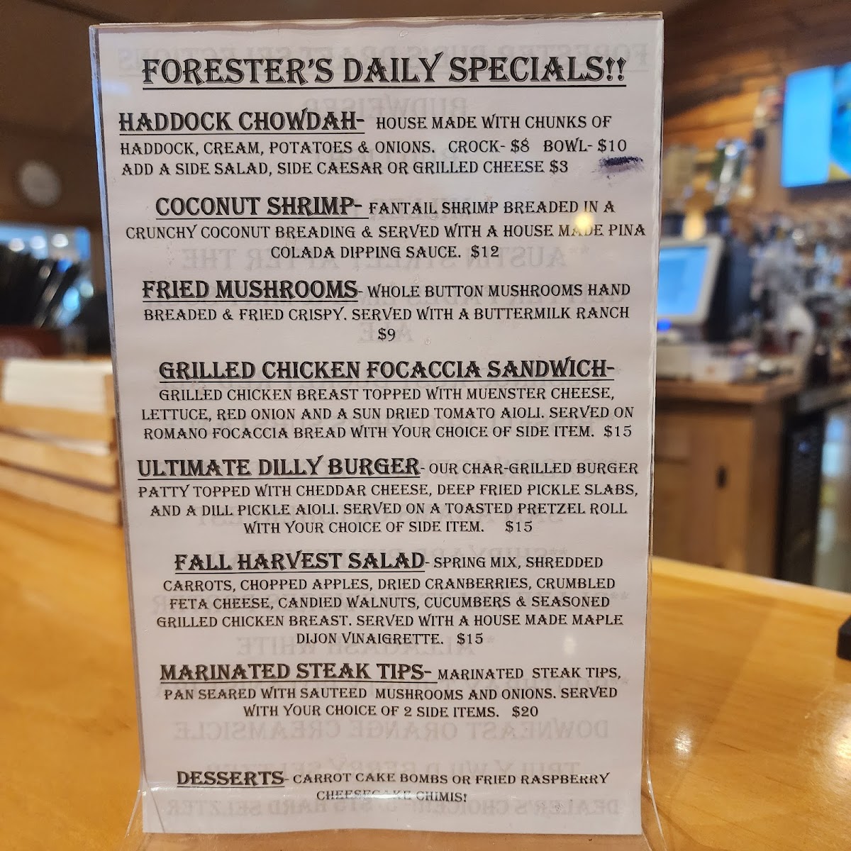 Menu The Forester Pub-10