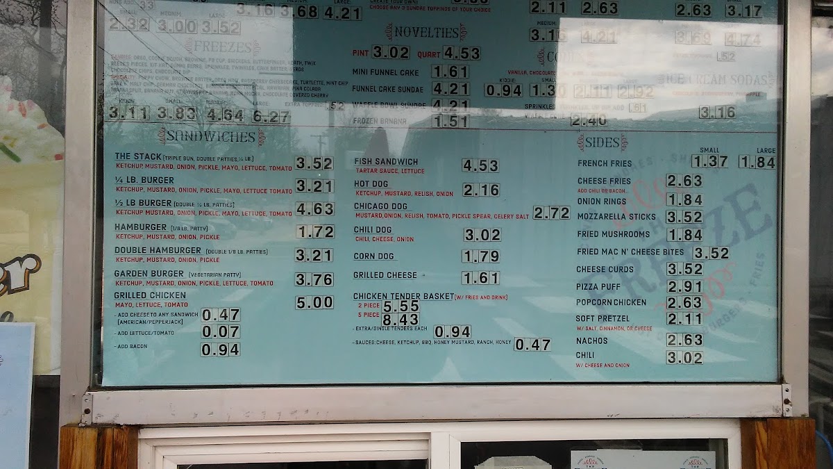 Menu The Freeze-8