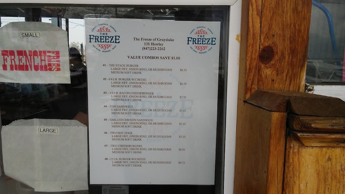 Menu The Freeze-9