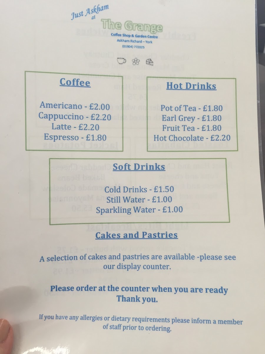 Menu The Grange Coffee Shop And Garden Centre-10