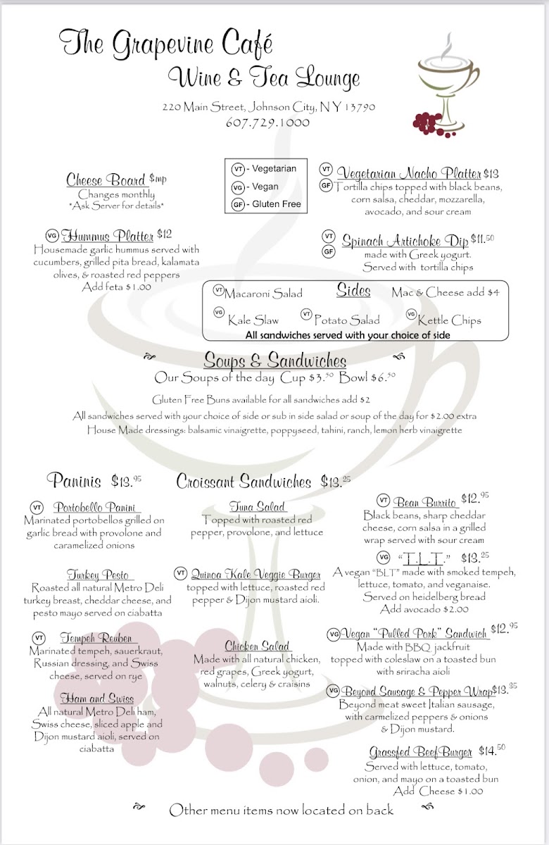 Menu The Grapevine Cafe-1