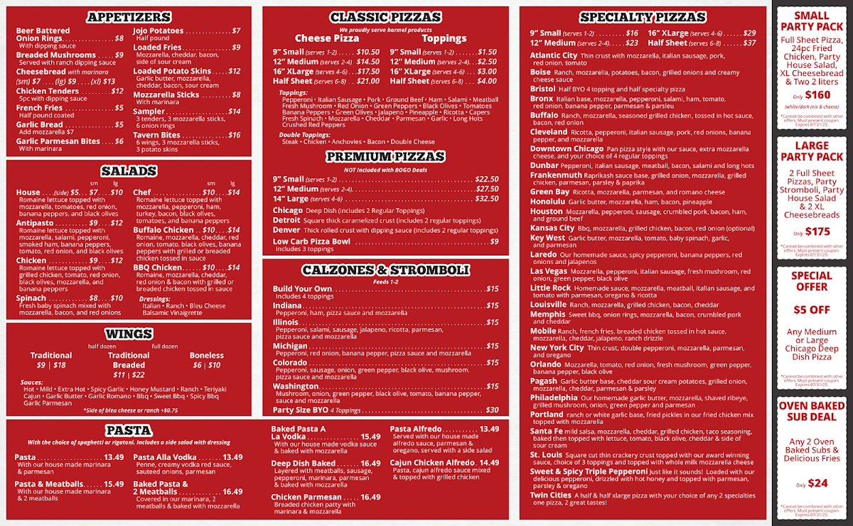 Menu The Great American Pizza Company-1
