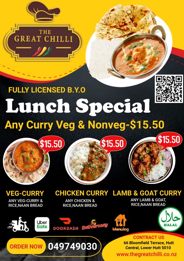 Menu The Great Chilli Indian Restaurant, Lower Hutt-1