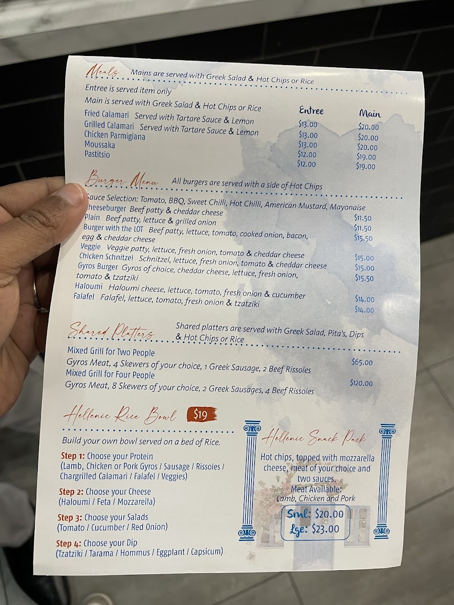 Menu The Greek Grill On High-5