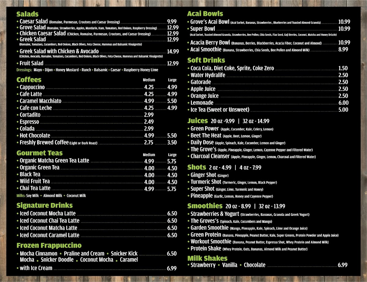 Menu The Groves Coffee House-1