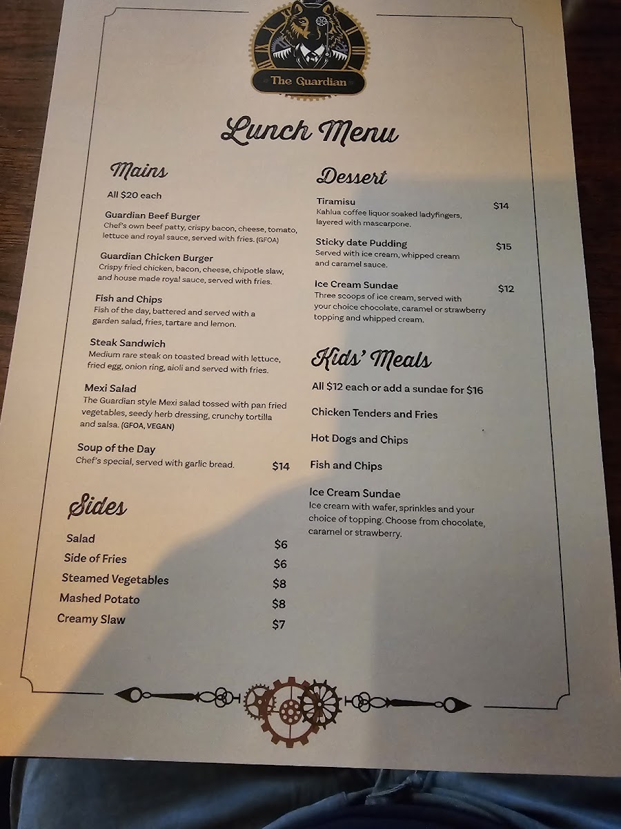 Menu The Guardian Bar & Grill-2