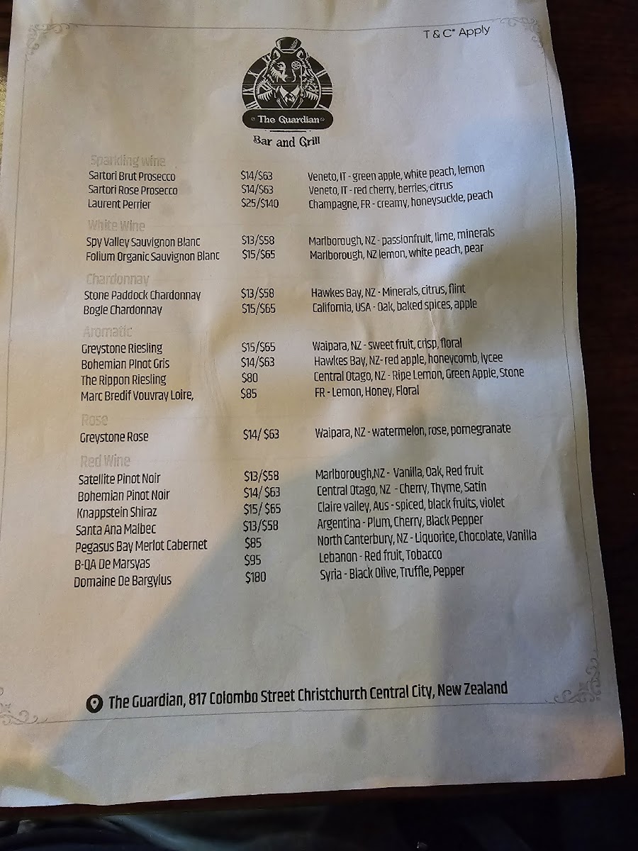 Menu The Guardian Bar & Grill-3