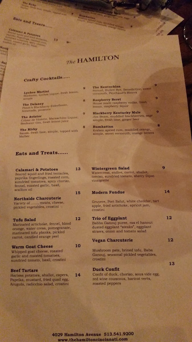 Menu The Hamilton-3