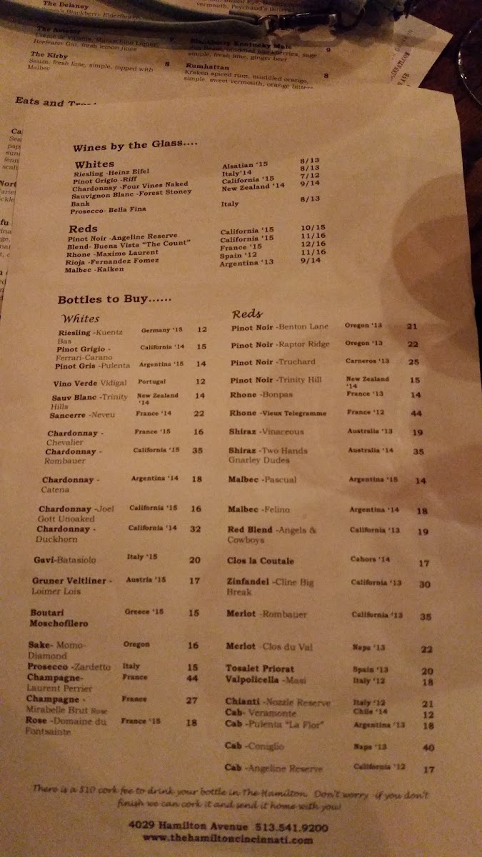 Menu The Hamilton-6