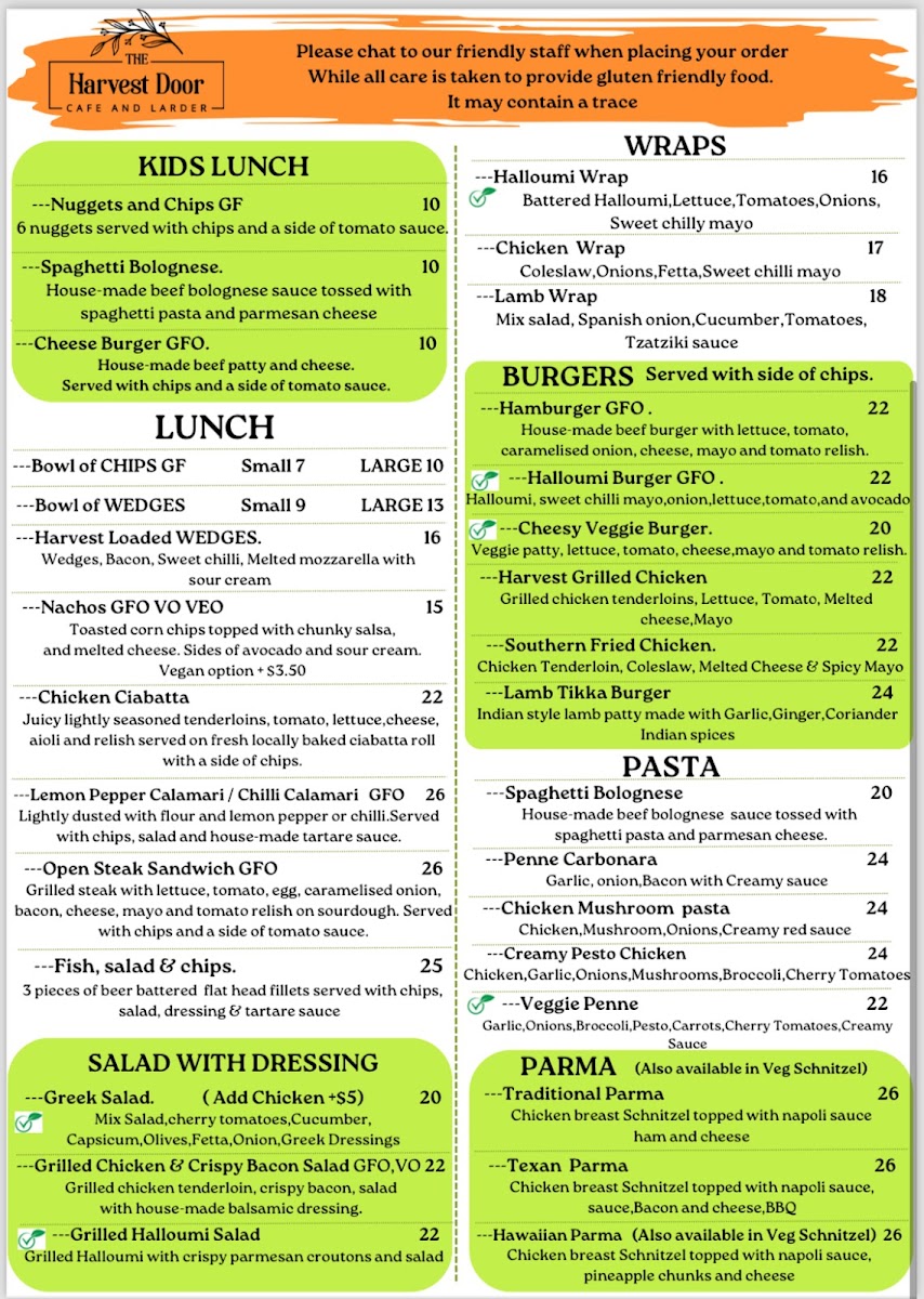 Menu The Harvest Door Cafe & Larder Kilmore-1