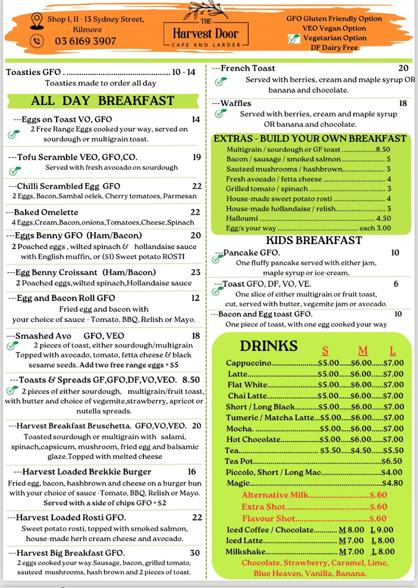Menu The Harvest Door Cafe & Larder Kilmore-2